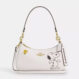 Coach X Peanuts Teri Shoulder Bag With Snoopy and Woodstock CBJ76